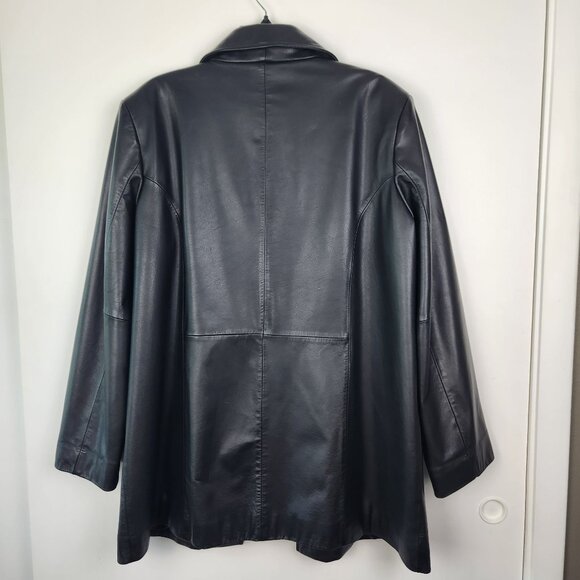 Preston & York Black Leather Women's Blazer Style Three Button Jacket, XL - Picture 6 of 6
